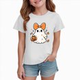 thumbnail image 5 of NOLDARES Kid Toddler Girls Halloween T-Shirts Bow Pumpkin Shirts Spooky Season Outfits Tees Tops(White,2-3 Years), 5 of 7