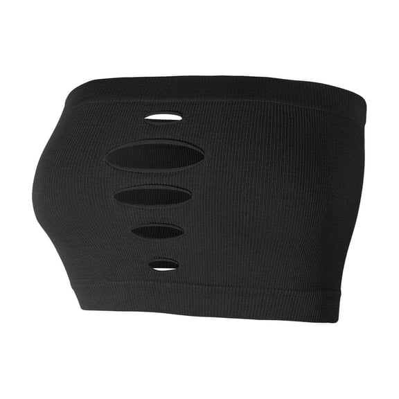 Bandeau Bra For Women, Solid Color Strapless Lifting Sports Bra, Anti-Sagging Supportive Stretchy Breathable Daily Wear For Workout Yoga Casual Activities Black L