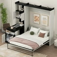 thumbnail image 5 of Harper & Bright Designs Twin Size Murphy Bed Wall Bed with Storage Shelves Table, Folding Wall Cabinets Bed for Bedroom Guest Room, Black White, 5 of 16