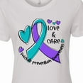 thumbnail image 4 of Inktastic Love and Care Suicide Prevention Awareness Ribbon and Hearts Women's T-Shirt, 4 of 5