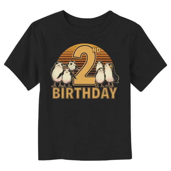Toddler's Star Wars 2nd Birthday and Porgs  Graphic Tee Black 2T