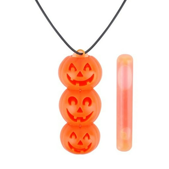Glow Pumpkin Pendant Stacked Halloween Necklace 3 Count