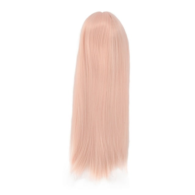 Peluca de muñeca de 1/4 para muñecas de 7 a 8 pulgadas, suave, de seda de alta temperatura, estilo DIY, con articulación esférica, peluca larga y recta para colección, color rosa