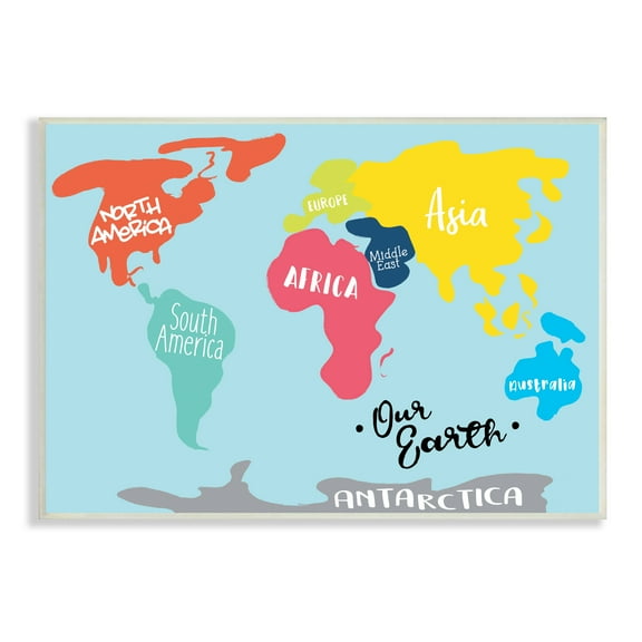 Stupell Industries Abstract Our Earth World Map Bold Shape Regions Abstract Painting Unframed Art Print Wall Art, 10 x 15