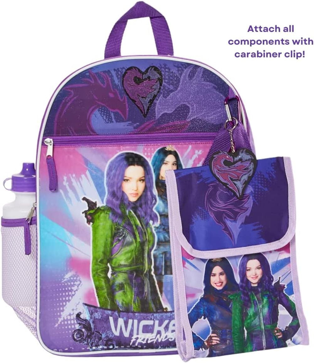 Disney Descendants 16 inch Girls School Backpack with Lunch Box Water Bottle 5 Piece Set Walmart