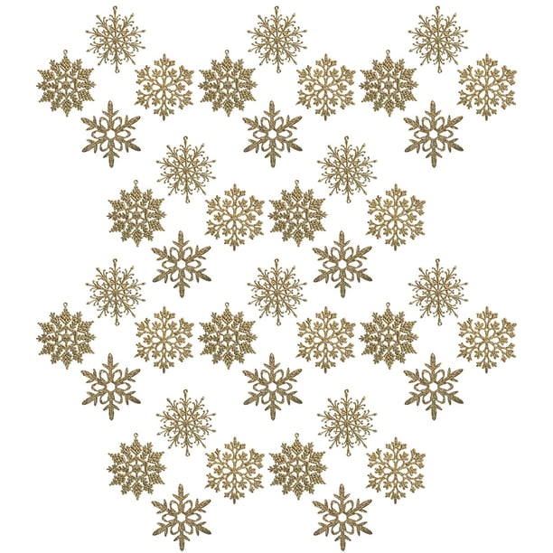 Navidad Copos de nieve Árbol de Navidad Colgando Inicio Inicio Glitter Crafts Colgantes Decoración Regalo de vacaciones Niños Niños Dorado 40 Piezas Inevent HA009993-03B