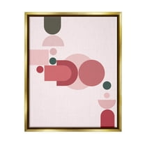 Stupell Industries Pink Varied Geometric Shapes Abstract Painting Gold Floater Framed Art Print Wall Art, 25 x 31