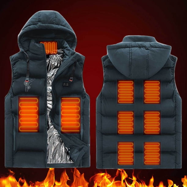 Puntoco Chaqueta De Algodón Con Calefacción Y Doble Control Para Hombre, Estilo Nine Districts, Con Carga Usb, Capucha, Cierre De Cremallera, Blusa Sin Mangas Con Capucha