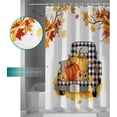 thumbnail image 2 of Fall Farmhouse Pumpkins Shower Curtain Autumn Maple Leaves Buffalo Plaid Truck Shower Curtains,Waterproof Polyester Fabric Bath Curtains with Hooks, Farmhouse Bathroom Decor 72x72in, 2 of 6