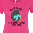 thumbnail image 4 of Inktastic Save Earth It's the Only Planet with Cats with Black Cat Women's T-Shirt, 4 of 5