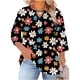 thumbnail image 3 of TaTaai Women's Plus Size Printed T-Shirt Round Neck 3/4 Sleeve Chest Cut-out Design Loose Fit Casual Spring Summer Layering Blouse Gift, 3 of 6