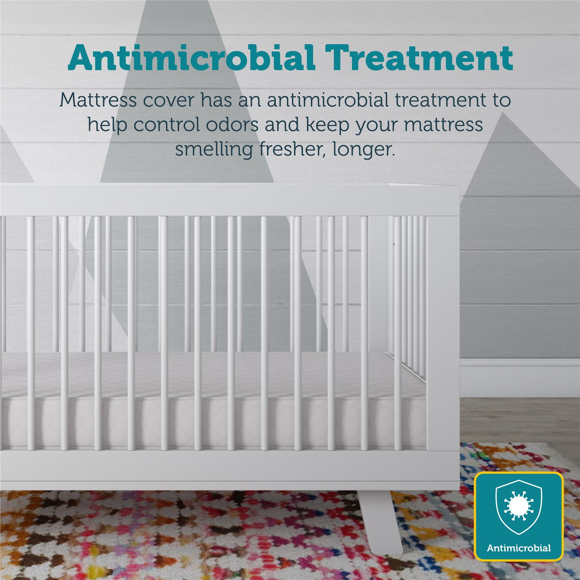 Safety 1st Grow with Me 5" Dual Sided 2-in-1 Antimicrobial Crib & Toddler Mattress, White Cloud