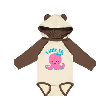 

Inktastic Cute Octopus Little Sis Gift Baby Girl Long Sleeve Bodysuit