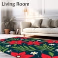 thumbnail image 2 of ODIKA 2'x3' Machine Washable Non-Slip Area Rug, Festive Garden Latch Hook with Holiday Blossoms and Playful Evergreen Details High Traffic Rug, Red, 620717, 2 of 7