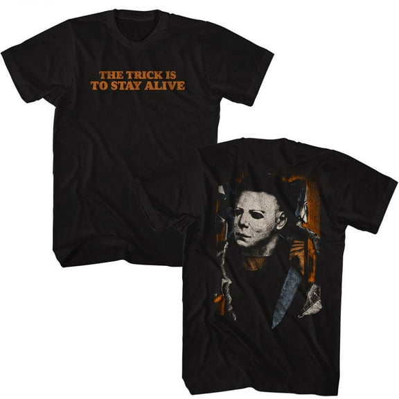 Halloween Michael Break Through Front And Back Black Adult T-Shirt