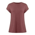 thumbnail image 4 of LINGLANG Womens Summer Tops Dressy Casual Summer Short Sleeved T Shirt Solid Color Covered Sleeve Top Tshirts Shirts, 4 of 6