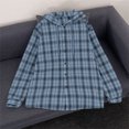 thumbnail image 2 of Hoodies for Men Sun Protection Lightweight Hoodie Button Down Plaid Long Sleeve Fall Sweatshirt L, 2 of 7