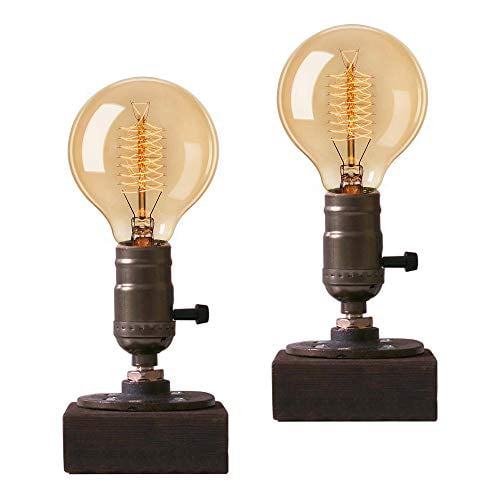Industrial Desk Lamp Steampunk Piping, Retro Light Bulb Table Lamp