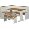 Linon Ardmore 3-Piece Farmhouse Wood Dining Nook with Storage, Seats 5-6, White/Natural (Box 2 of 2)