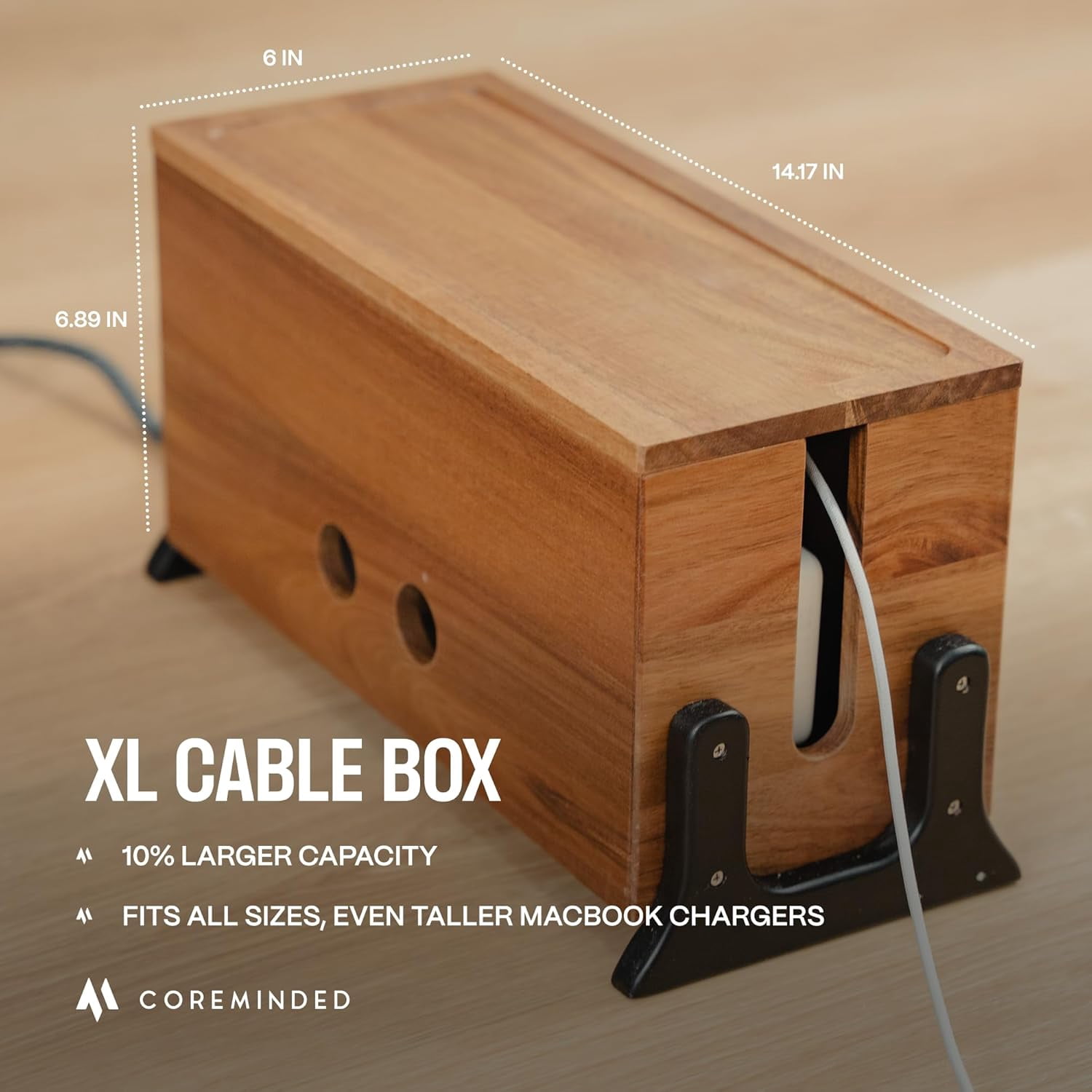 Extra Large Cable Management Box, Wood Cord Hider Box & Organizer for , TV Wires & Desk Cable Storage