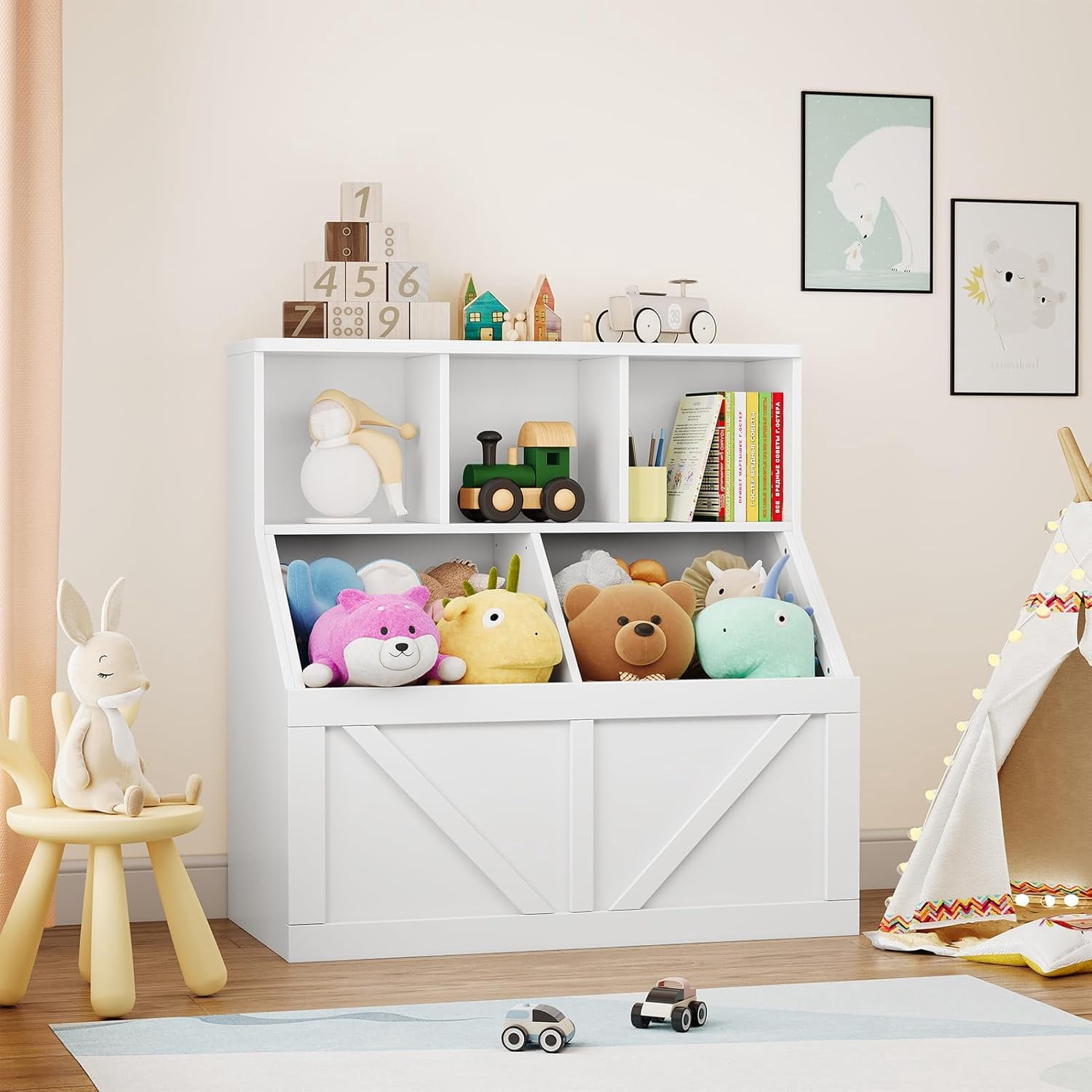 Yeshouse Versatile Kids Toy Storage Organizer - Safe & Stable Cabinet with Flexible Use for Playroom, Bedroom, and Nursery - Ideal Gift for Toddlers and Children, Easy Assembly
