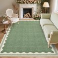 thumbnail image 3 of Nanan 5'x7' Scalloped Edge Area Rug, Machine Washable Low-Profile Woven Carpet, Non-Slip Soft Textured Rug for Living Room Bedroom Nursery Home Decor,Grass Green, 3 of 7