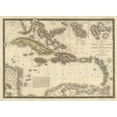 thumbnail image 2 of Brue, Adrien Hubert 32x24 White Modern Wood Framed Museum Art Print Titled - Iles Antilles ou des Indes Occidentales, 1828, 2 of 4