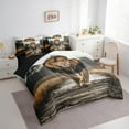 thumbnail image 2 of Lion 7 Pcs Comforter Set,African Wild Animal Jungle Wildlife Bedding Set,Photography Style Brown Black Bed Set(Comforter+Fitted+Flat Sheet+Pillowcases+Pillow Covers),Full, 2 of 5