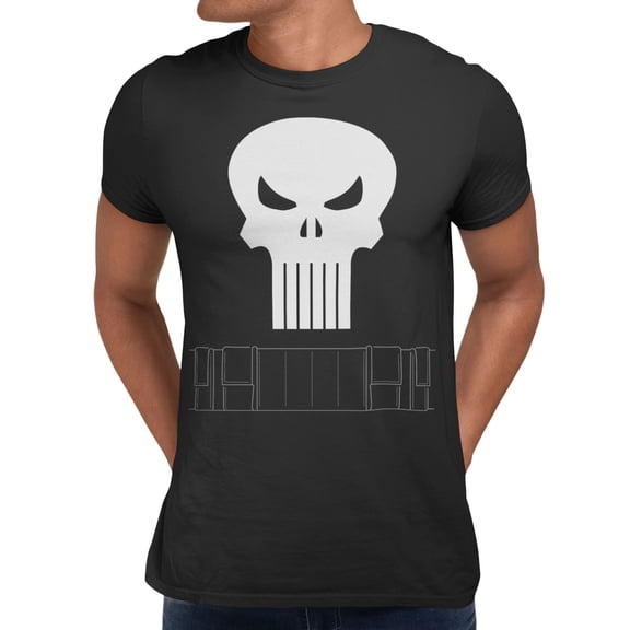 Marvel Punisher White Skull Chest Halloween Men's T Shirt (Black, S-XXXL)