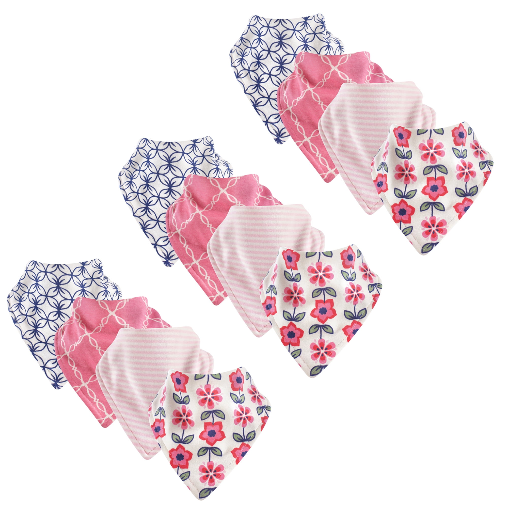 Touched by Nature Baby Girl Organic Bandana Bibs, 12 Pack, Flower