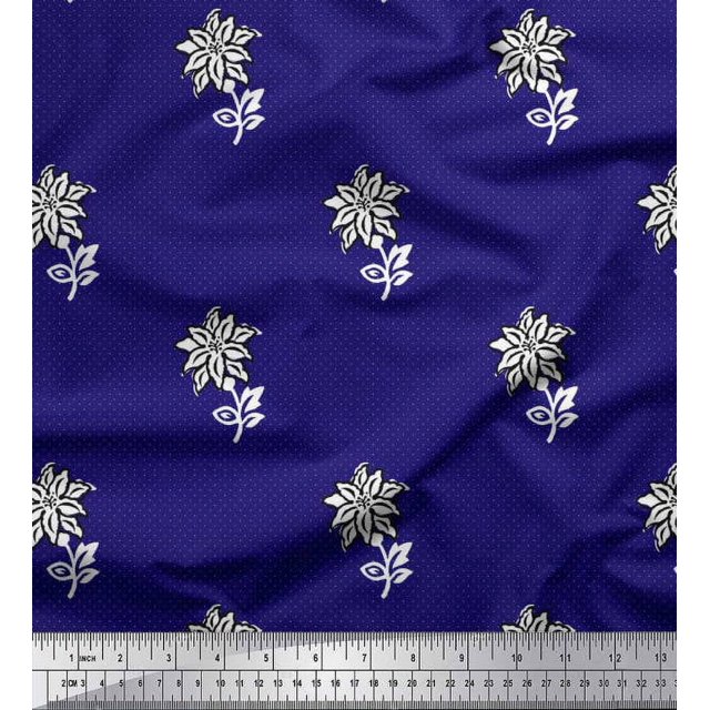 Soimoi Poly Georgette Fabric Leaves & Floral Block Decor Fabric Printed Yard 52 Inch Wide