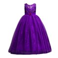 thumbnail image 7 of JUMEYU Girls Lace Embroidery Long Dress Sleeveless Flower Party Performance Evening Gown Dresses 4T 5T (Purple,4-5 Years), 7 of 7