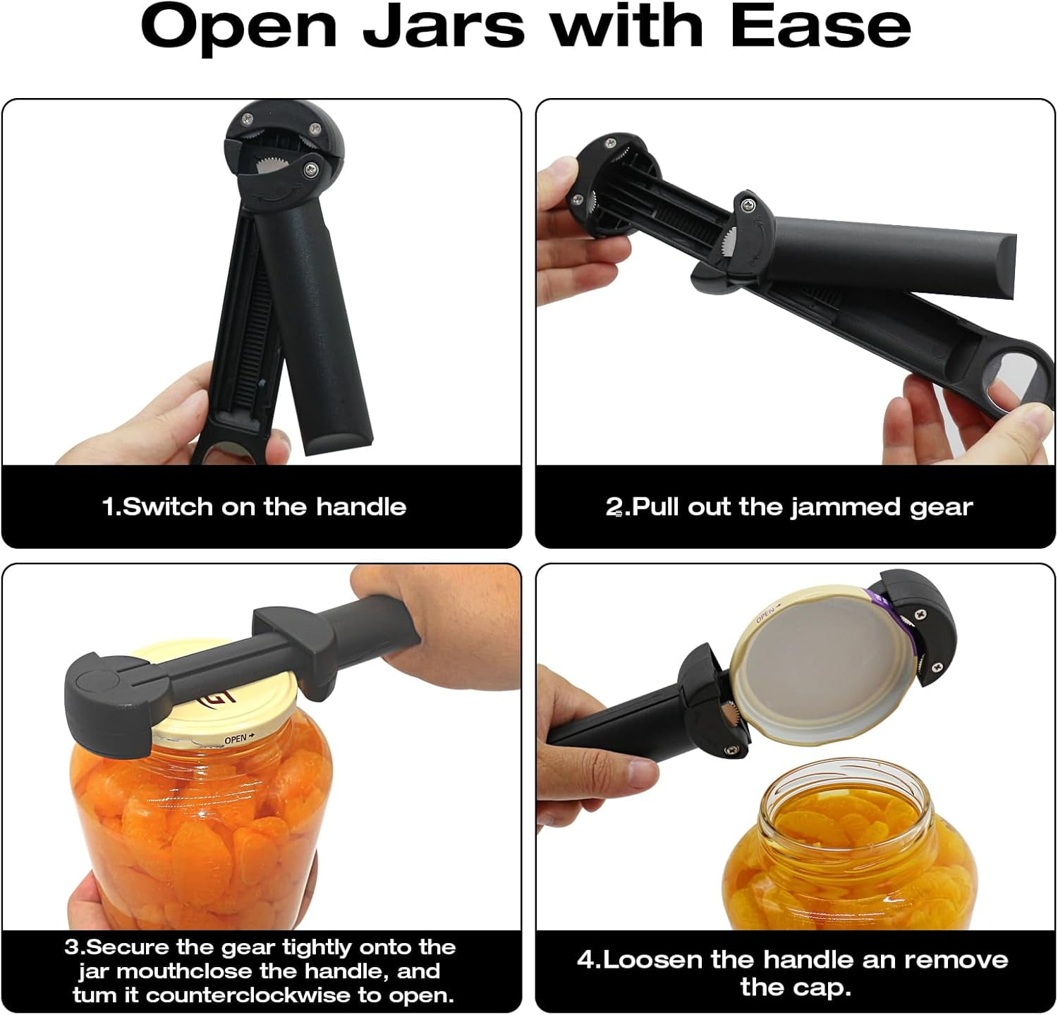 Multifunctional Retractable Bottle & Jar Opener - Adjustable Can Opener & Lid Gripper for Seniors, Weak Hands, and Arthritis,Jar Opener Bottle Opener and Lid Opener，Wine Opener Gadgets