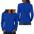 thumbnail image 2 of Livrdious Long Sleeve Shirts for Women Cotton Tshirts Crew Neck Basic Tee Loose Fit Casual Womens Fall Layering Tops, S-5X, 2 of 6