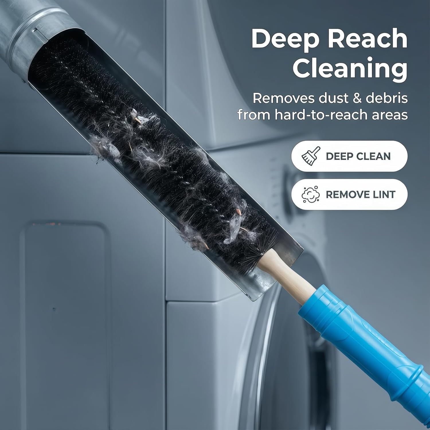 Universal Dryer Vacuum Attachment,Dryer Vent Cleaner Kit with Long Flexible Hose & Brush, Fits All Vacuums for Deep Cleaning Lint, Debris from Dryer Vent, Refrigerator Coils & Tight Spaces.