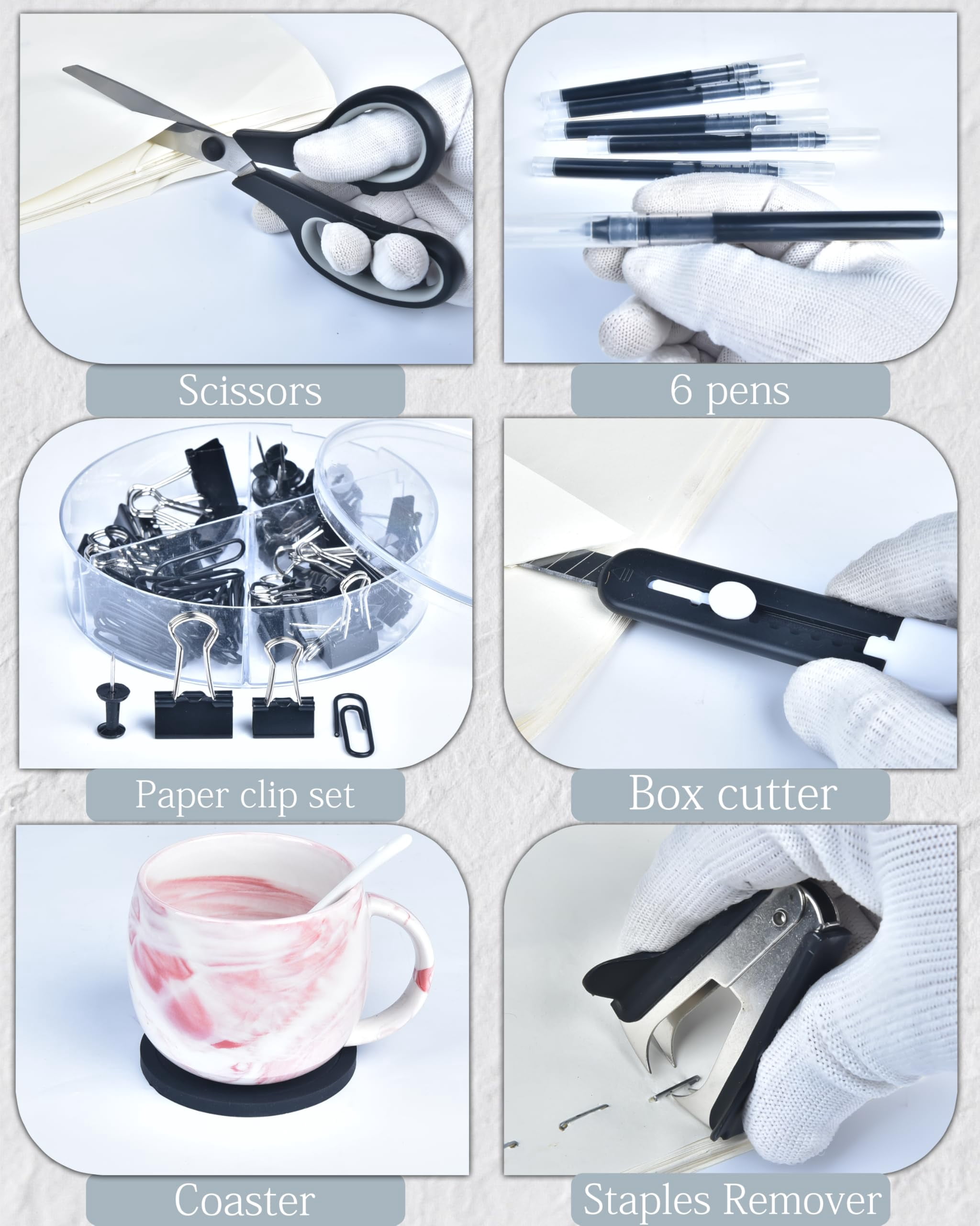 Black Desk Accessories And Organizers With Organizer 360°rotating Pen Holder Stapler A Lot Of Office Supplies Beautifully Presented In Gift Box