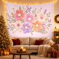 thumbnail image 3 of 3D Textured Floral Bouquet in Pastel Hues on Lavender, Dreamy Boho Art for Flower Lovers, Botanical Wall Decor, Mother's Day Gift Tapestry Wall Hanging for Bedroom, Living Room and Dorm, 3 of 7