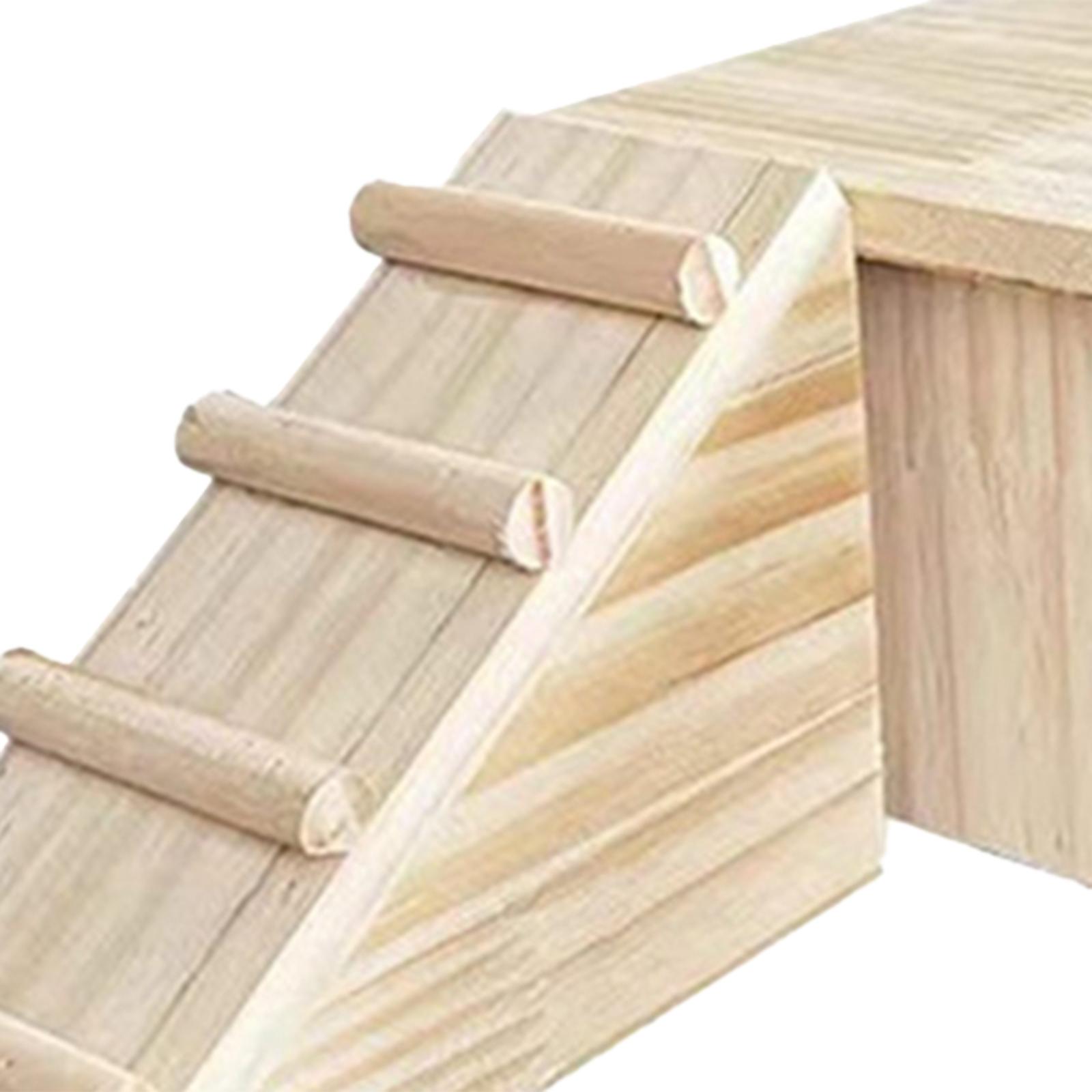 perfeclan Wooden Hamster House with Ladder And Window, Hiding Accessories, Cage Accessories, Wooden Hut for Rats, Dwarf Hamsters, Mice, Small Pets