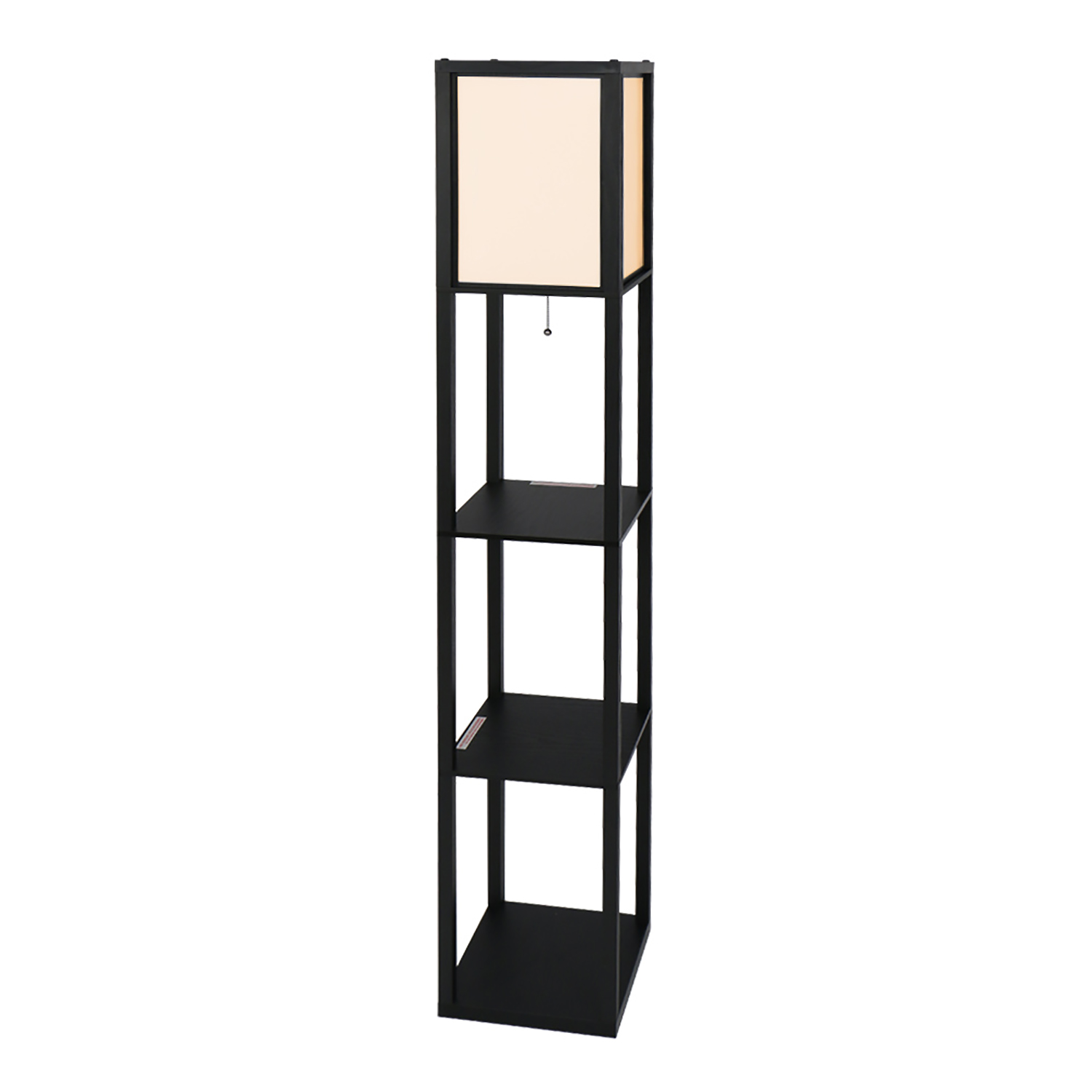 ELECWISH 62.6 Inch Tall Shelf Floor Lamp, Black with White Shade