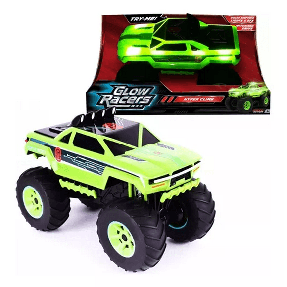 Camión Monster Truck Motorizado Juguete Glow Racers Maxx Action Verde