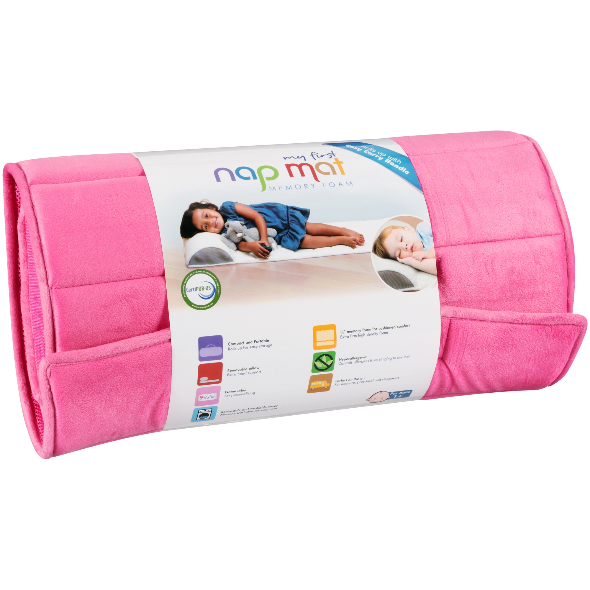My First Pillow Female Pink Solid Memory Foam Nap Mats, Cushioned Removable Washable Cooling - image 4 of 5