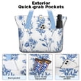 thumbnail image 2 of Tote Bag for Women - Blue Floral Pattern Shoulder Bag - Large Utility Work Duffle Bag with Zipper Handbag for Travel, Work, Sprots, 2 of 5