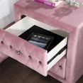 thumbnail image 6 of FOA Cyndi 5pc Pink Fabric Bedroom Set - Twin + 2 Nightstands + Dresser + Mirror, 6 of 10