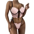 thumbnail image 1 of Conjunto de lencería sexy con lazo de encaje y tiras de bralette de color sólido para mujer Fridja nalpqowj10416, 1 of 7