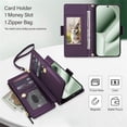 thumbnail image 4 of For Google Pixel 10 / 10 Pro 5G RFID Blocking Wallet Case, Crossbody Purse Phone Case with 9 Card Slots, Zipper Pocket & Detachable Strap,Dark Purple,For Pixel 10 / 10 Pro, 4 of 9