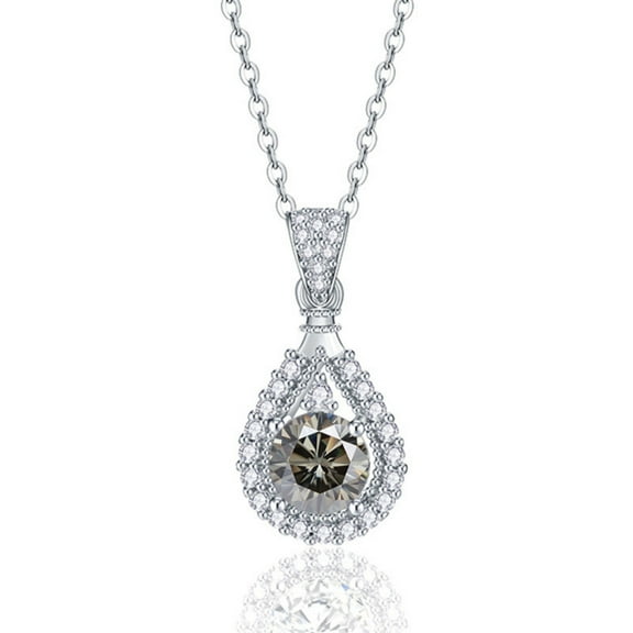 Moissanite Pendant Necklace 1ct Round Cut D Color VVS1 Diamond Necklace for Women 925 Sterling Silver Necklace for Women with Certificate