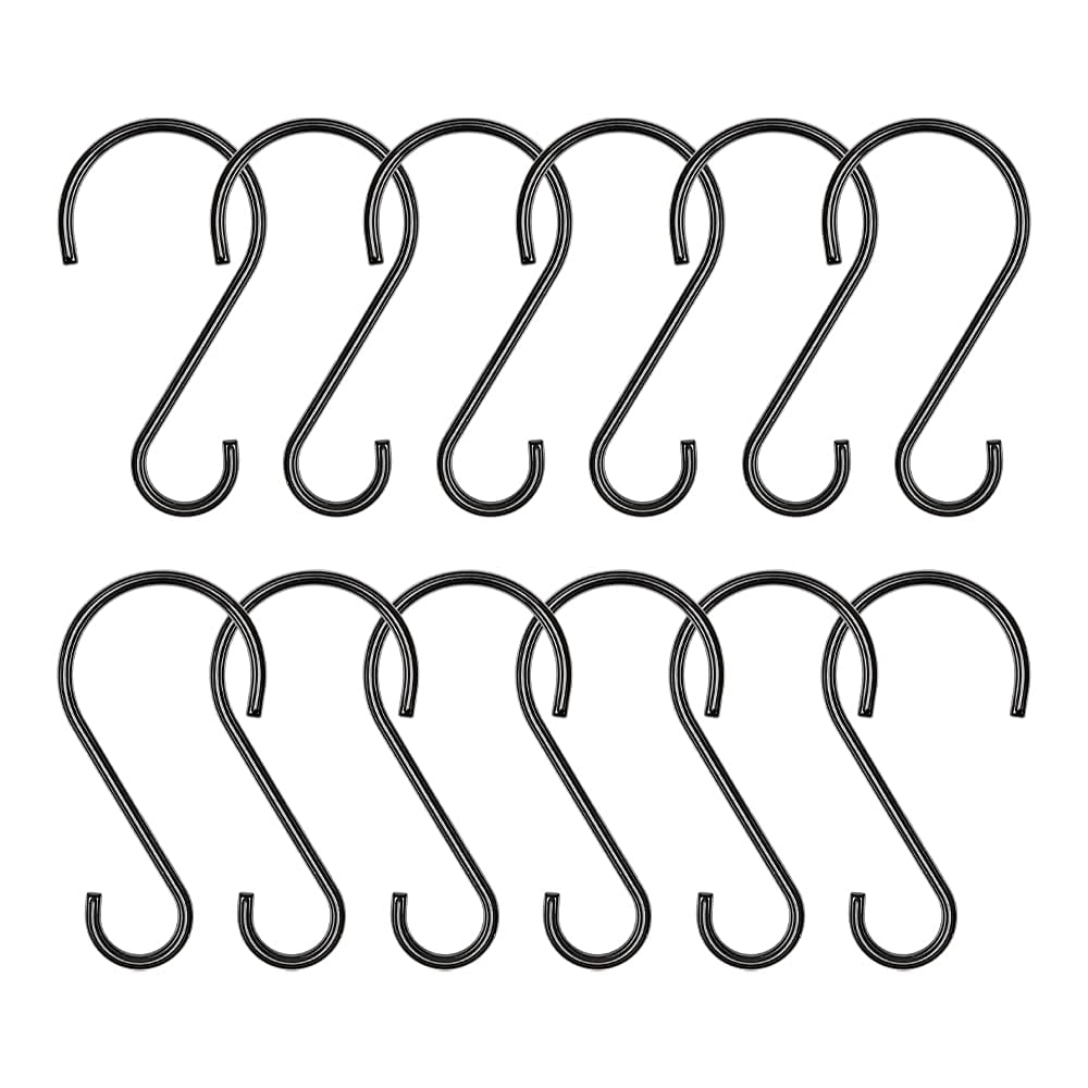 Utopia Alley  Rustproof Zinc Shower Curtain Hooks Rings, Set of 12 Black