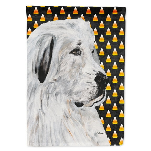 Great Pyrenees Candy Corn Halloween Garden Flag