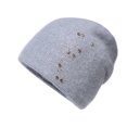 thumbnail image 2 of Opvise Women Fashion Hat Sequins Rhinestone Decoration Shiny Solid Color Brimless Autumn Winter Coldproof Knitting Beanie Hat Streetwear Grey, 2 of 8