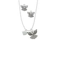 thumbnail image 2 of Delight Jewelry Silvertone Small 2-D Puffy Heart Silver tone Guardian Angel Charm Necklace and Stud Earrings, 2 of 4